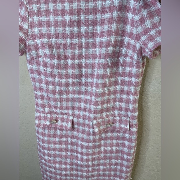 Bepop tweed pink and white stripe‎ dress short sleeve size S - Picture 7 of 8